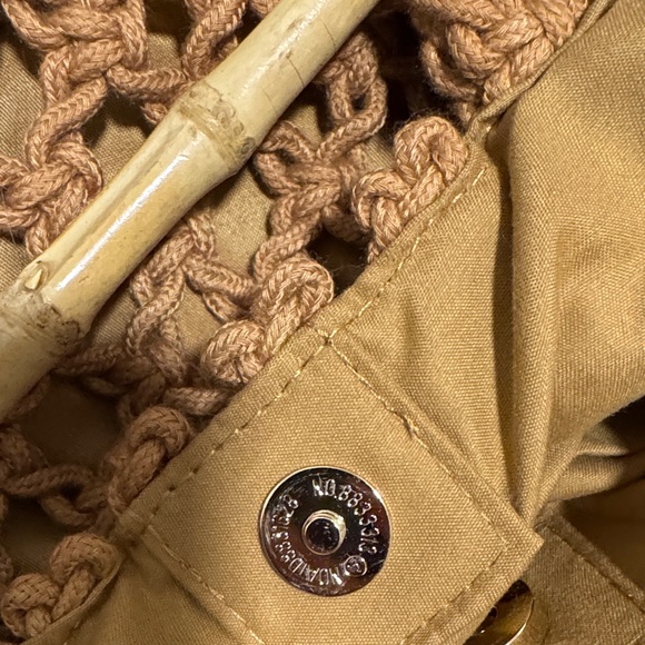 Amazon Tan Crochet Tote with Bamboo Handle - Picture 3 of 5